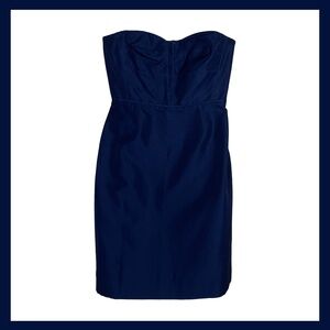 NWT J Crew Dress Navy Blue Sweetheart Strapless Corset Cutout Cocktail Wedding